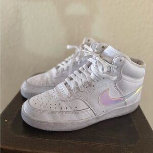 Nike Court Vision Mid Women Sz 8.5  White Iridescent 2023- FD0819-100